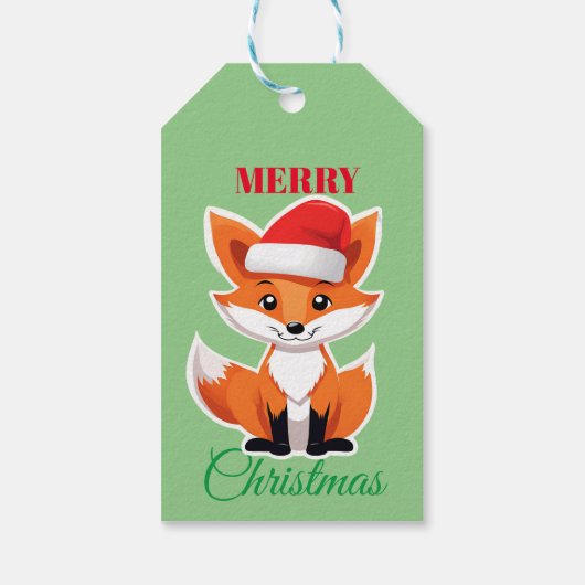 Leuke dieren winter vos kerstman cadeaulabel (Achterkant)