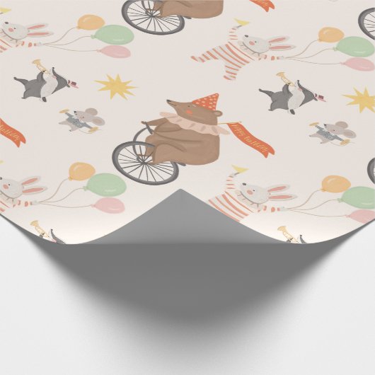 Leuke dierenband verjaardag cadeaupapier (Hoek)