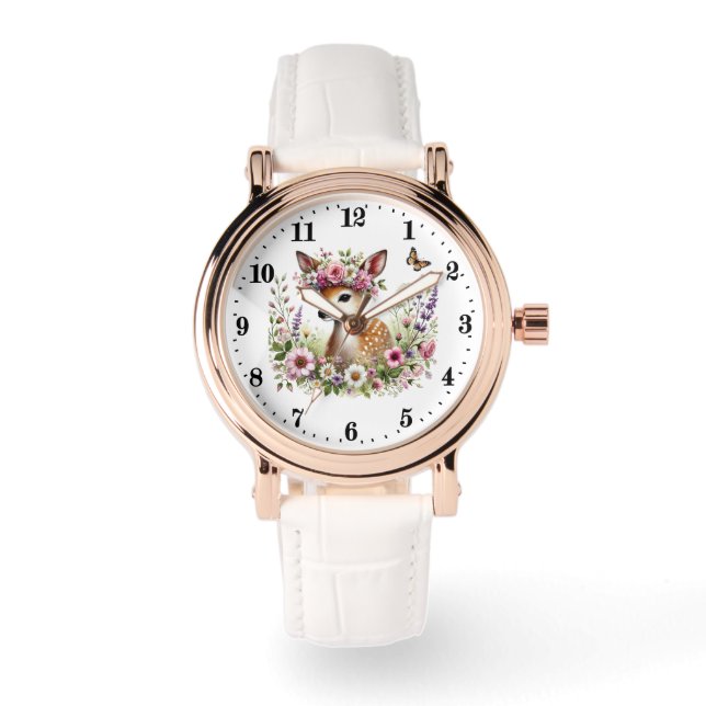 Leuke dierenliefhebbers hert horloge (Voorkant)