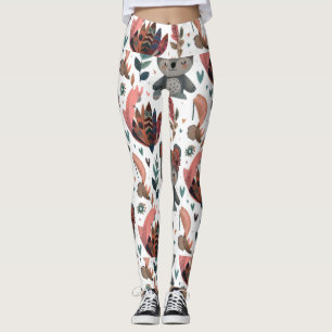 Leuke dierlijke bloemblaadjes en bladeren patroon  leggings