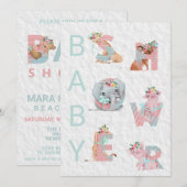 ** Leuke Dierlijke Brieven Baby shower Uitnodiging (Voorkant / Achterkant)