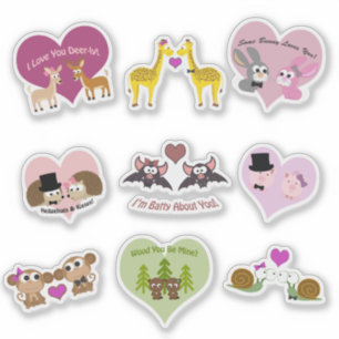 Leuke dierlijke koppels Sticker set