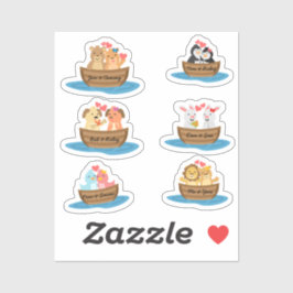 Leuke dierlijke Valentijnsdag Stickers