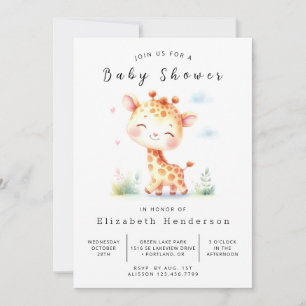 Leuke digitale Giraffe Baby shower Kaart
