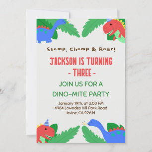 Leuke Dino Feest Template voor Kinderen Kaart