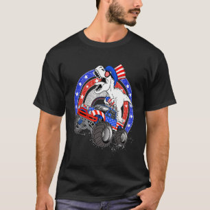 Leuke Dino Rex Patriottische Monster Truck 4 juli T-shirt