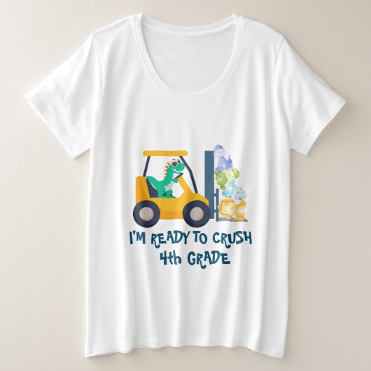 Leuke dino tractor Vrachtwagen Verjaardag School B Grote Maat T-shirt (Design voorkant)