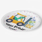 Leuke dinosaurus constructie Truck jongen B2S Verj Papieren Bordje (Gekanteld)