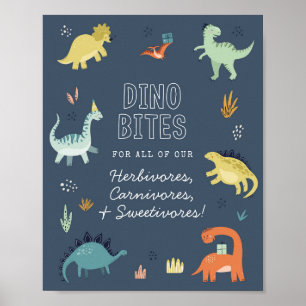 Leuke dinosaurus Dino happen eten tafel bord Poster