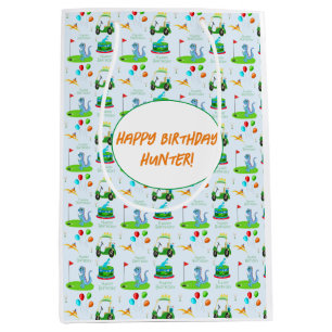 Leuke dinosaurus golfthema Kinder Happy Birthday Medium Cadeauzakje