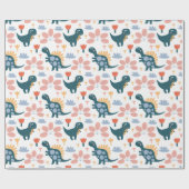 Leuke Dinosaurus Kids Verjaardag Wrapping Papier (Vlak)