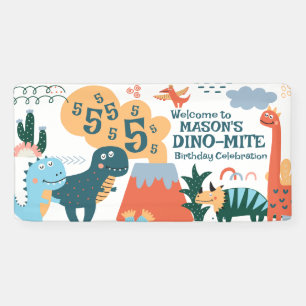Leuke Dinosaurus Kids Verjaardagsfeestje Spandoek