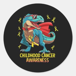 Leuke Dinosaurus T-Rex Kindertijd Kanker Bewustzij Ronde Sticker