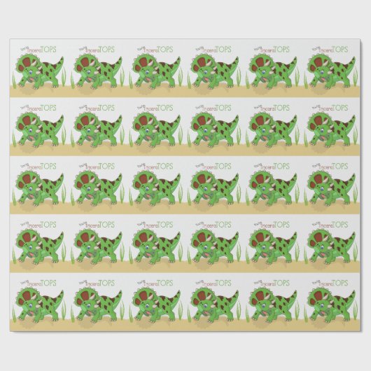 Leuke dinosaurus Triceratops Jongens en Meisjes Cadeaupapier (Vlak)