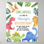 Leuke Dinosaurus Verjaardag Tijd Capsule teken Poster (Voorkant)