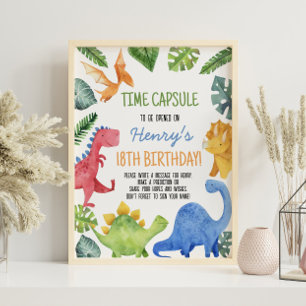 Leuke Dinosaurus Verjaardag Tijd Capsule teken Poster