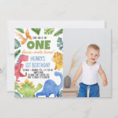Leuke dinosaurussen jongen verjaardag uitnodiging (Voorkant)