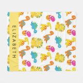 Leuke dinosaurussen, Patroon van dinosaurussen, Jo Fleece Deken (Voorkant (Horizontaal))