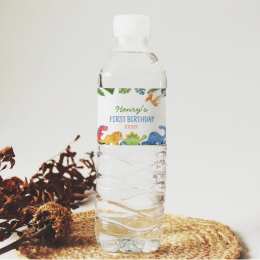 Leuke Dinosaurussen Verjaardag Water Fles Label Waterfles Etiket