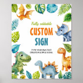 Leuke Dinosaurussen Verjaardagsfeesttafel Teken Poster (Voorkant)