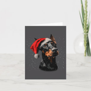 Leuke Dobermann Hond Kerstlichten Sinterklaas Hoed Kaart