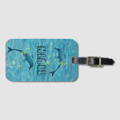 Leuke Dolfijn en Bubbels Gepersonaliseerd Bagagelabel (Voorkant (horizontaal))