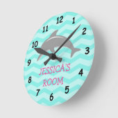 Leuke dolfijn en chevron kinderkamer wandklok ronde klok (Hoek)