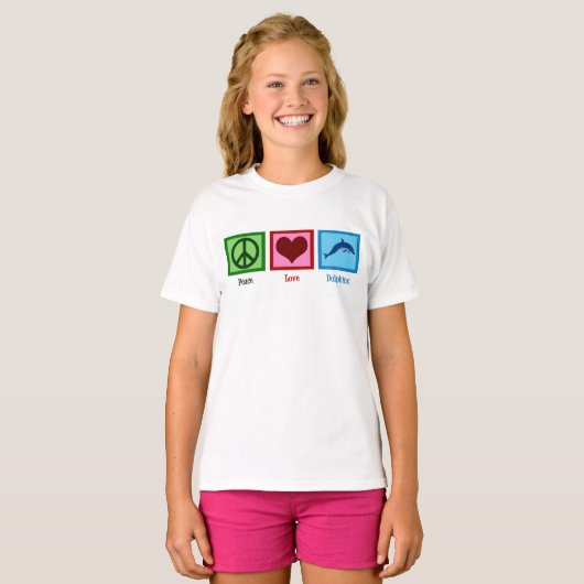 Leuke Dolfijn Mascotte Vrede Liefde Dolfijnen Kind T-shirt (Voorkant volledig)