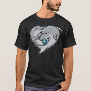 Leuke Dolfijnen Paar Hart Vorm Liefde Dieren T-shirt