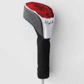 Leuke donkerrode rozenbloem aangepaste naam dames golfheadcover (Schuin)