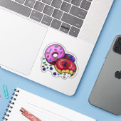 Leuke Donut Sticker (Laptop met iPhone)