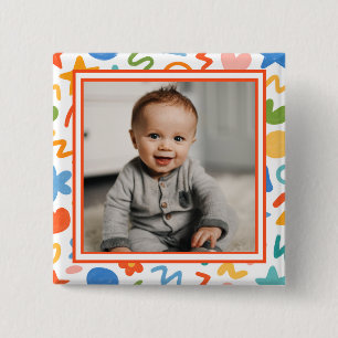 Leuke Doodle Baby Foto Knop Vierkante Button 5,1 Cm