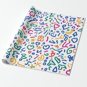 Leuke doodle kleurrijke levendige vormen cadeaupapier