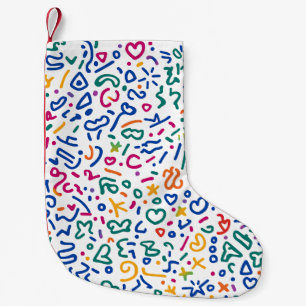 Leuke doodle kleurrijke levendige vormen kleine kerstsok