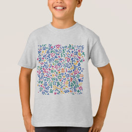 Leuke doodle kleurrijke levendige vormen t-shirt
