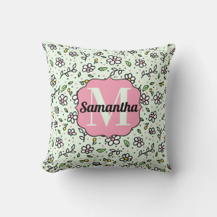 Leuke Doodle Madeliefjes Bloemen Cute Patroon Mono Kussen