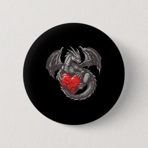 Leuke Draak Met Groot Rode Hart Outfit Ronde Button 5,7 Cm