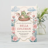 Leuke Dragon Baby Shower Uitnodigingen (Staand voorkant)