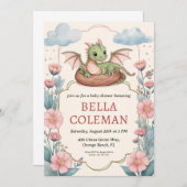 Leuke Dragon Baby Shower Uitnodigingen (Voorkant / Achterkant)