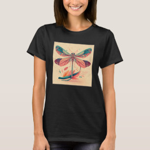 Leuke Dragon Fly Illustation Esthetische Kleurrijk T-shirt