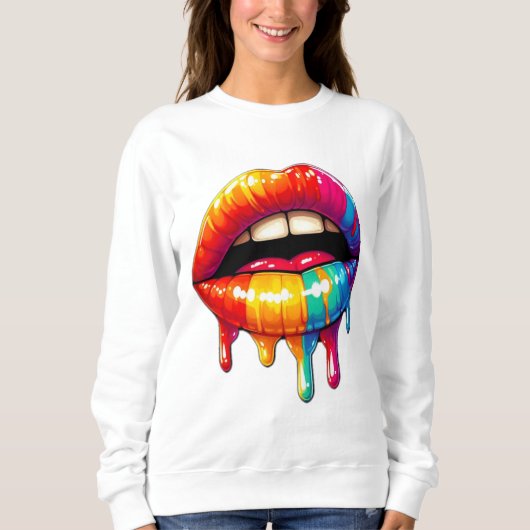 Leuke "Druppelende Lippen" Design Sweatshirt (Voorkant)
