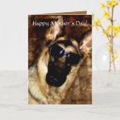 Leuke Duitse Herder Moederdag Kaart (Gele Bloem)