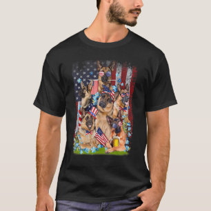 Leuke Duitse Herder Squad Amerikaanse vlag 4e van T-shirt