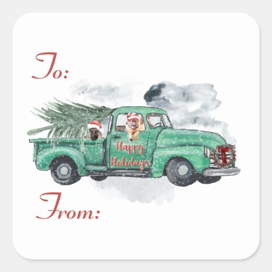Leuke Duitse Herders Holiday Gift Labels (Voorkant)