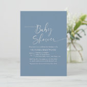 Leuke Dusty Blue Boy Baby shower Invitation Kaart (Staand voorkant)