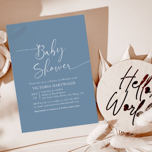 Leuke Dusty Blue Boy Baby shower Invitation Kaart
