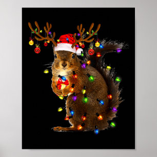 Leuke Eekhoorn Kerstboom Lichten Rendier Santa Poster