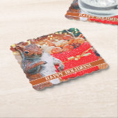 Leuke eekhoorn kerstnoten kartonnen onderzetters (Gebogen)