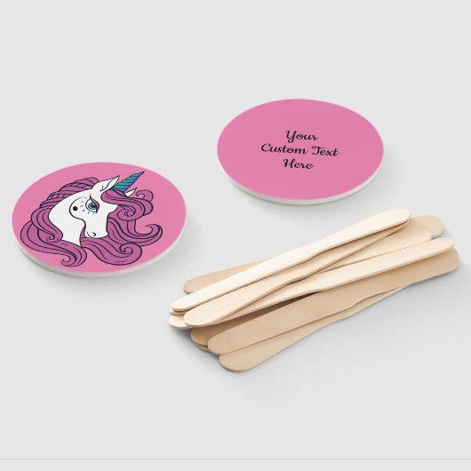 Leuke Eenhoorn aangepaste tekst & kleur hand fan s Handwaaier (Niet-gemonteerd)