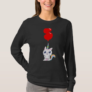 Leuke Eenhoorn Kat 5e Verjaardag Kinder Balloon Pa T-shirt